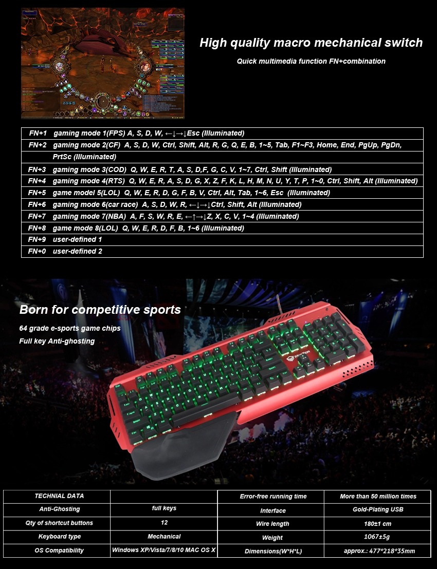 Meetion best ergonomic gaming keyboard manufacturer
