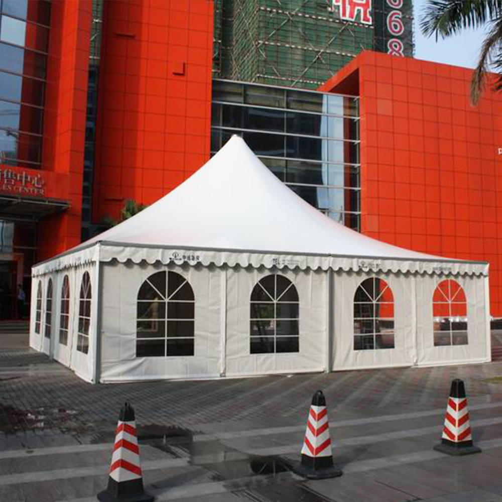 Aluminum frame pvc coated fabric marquee party tent 10x10 big size high peak canopy tent for sale