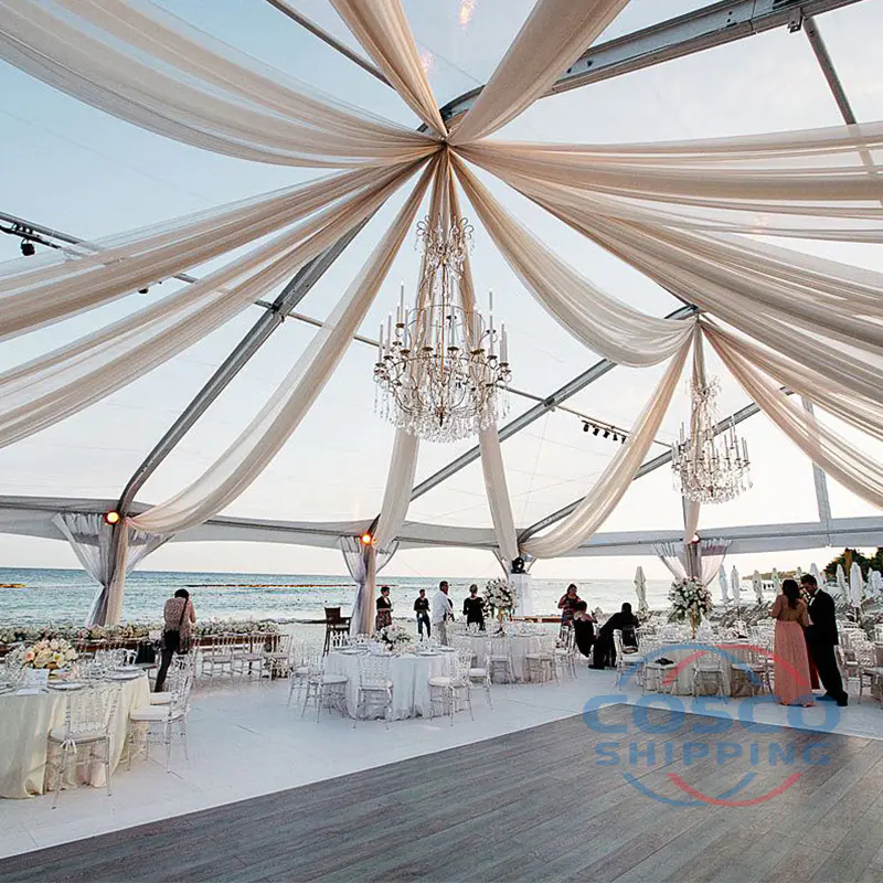 Outdoor wedding party events tent with transparent sidewall