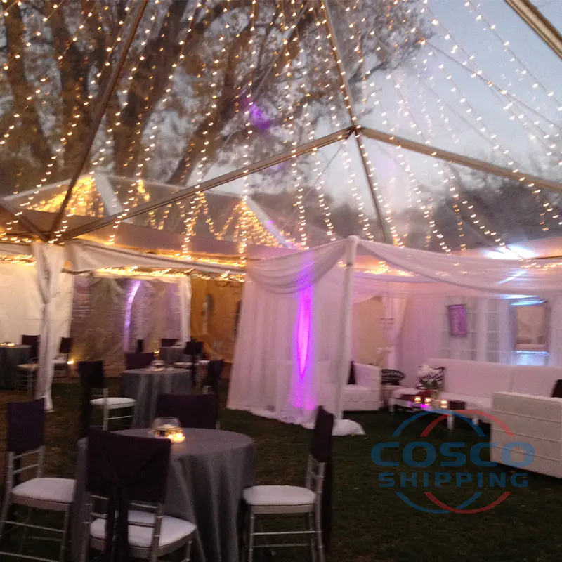 Outdoor wedding party events tent with transparent sidewall