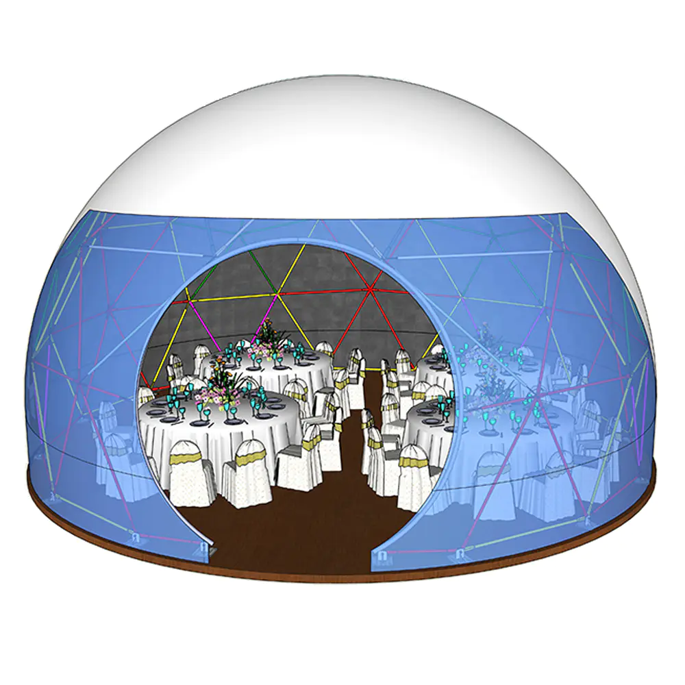 Transparent 6m 10m 15m 20m diameter camping geodesic dome tent