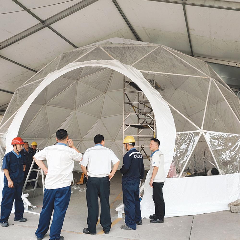Factory price Large Party Aluminum Event Geodesic Dome Tent with Half Transparent PVC