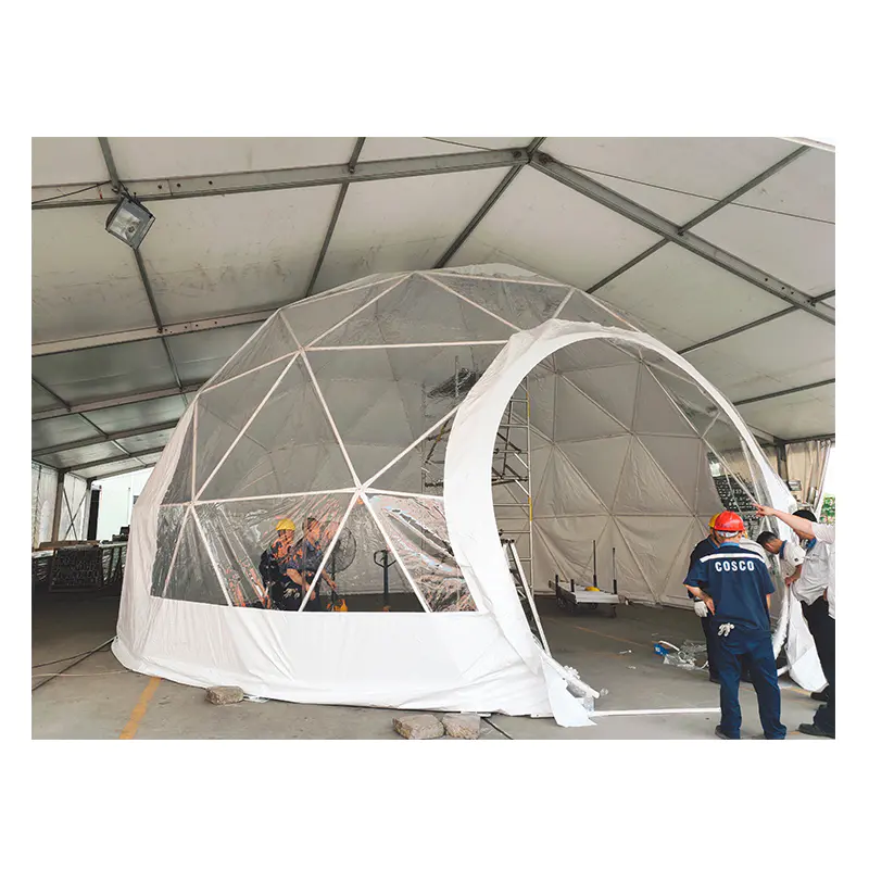 New Design Outdoor Event 10M Clear Igloo Aluminium Frame Transparent PVC Coated Big Geodesic Dome Tent