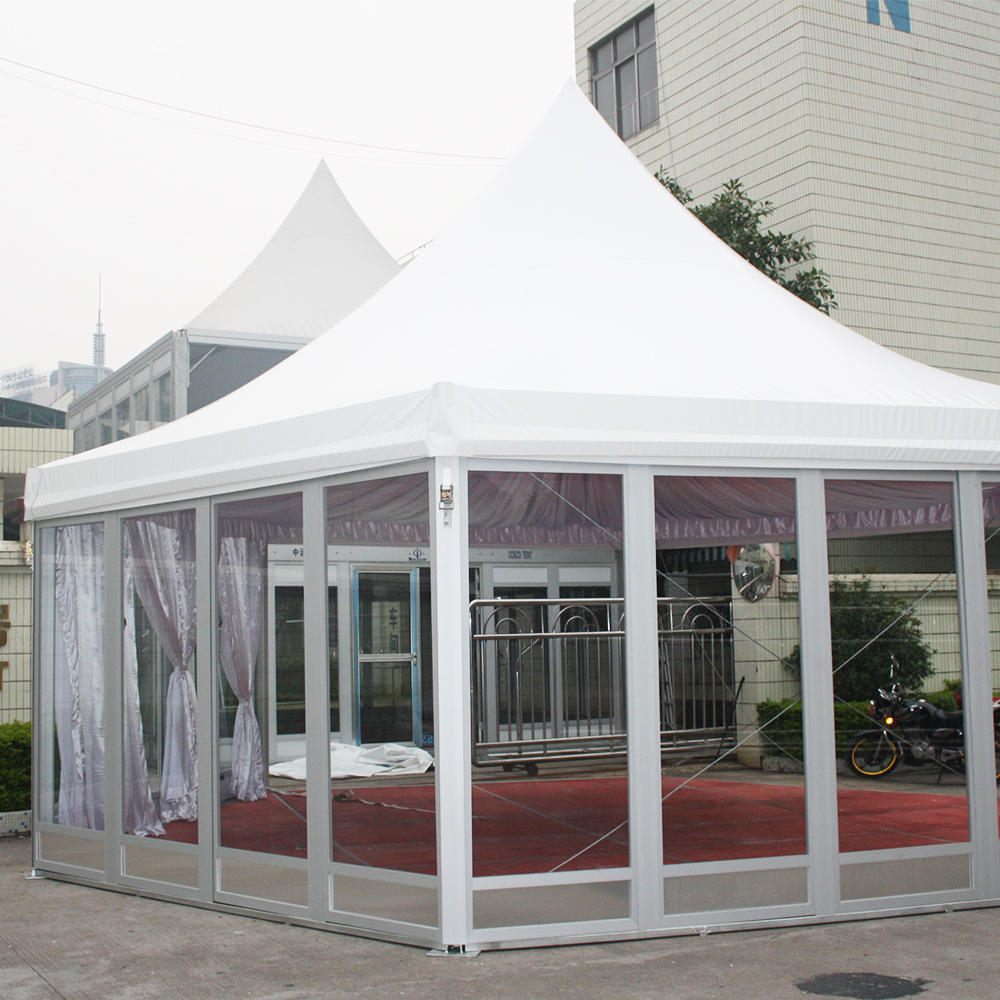 COSCO Custom Garden Party Event Tent Aluminum PVC Glass Walls Hexagonal Gazebo Pagoda Tent