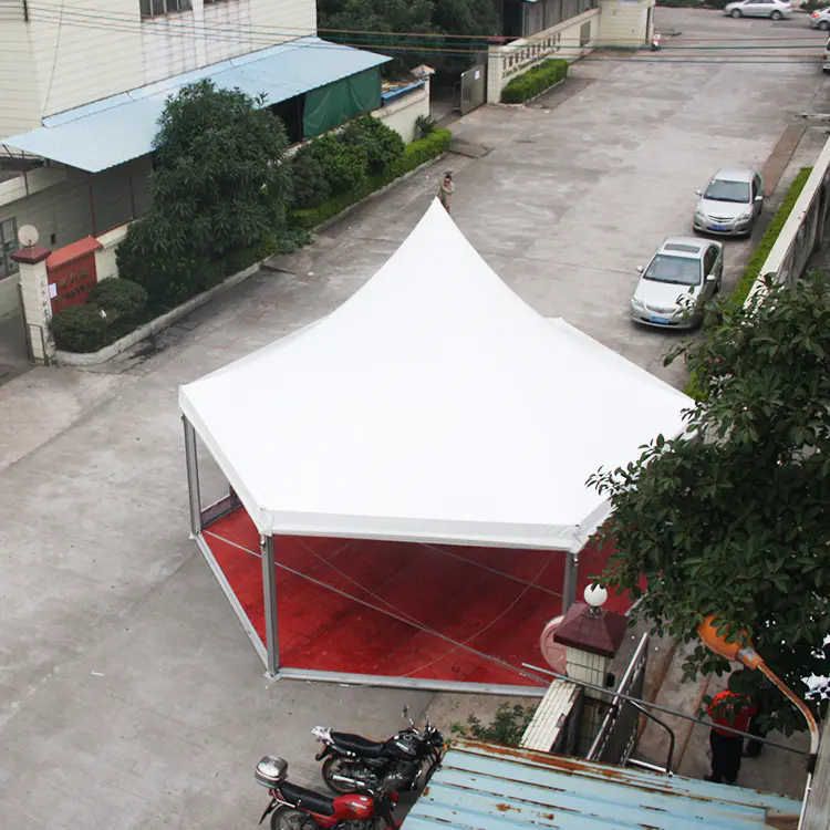 COSCO Custom Garden Party Event Tent Aluminum PVC Glass Walls Hexagonal Gazebo Pagoda Tent