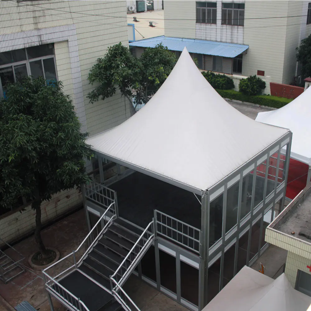 Luxury double decker tent exhibition reception tent, high quality cube double decker structure conference tent