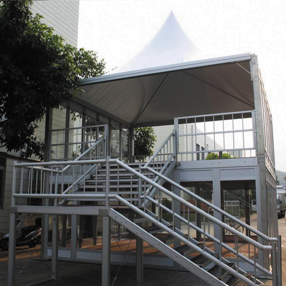 Luxury double decker tent exhibition reception tent, high quality cube double decker structure conference tent