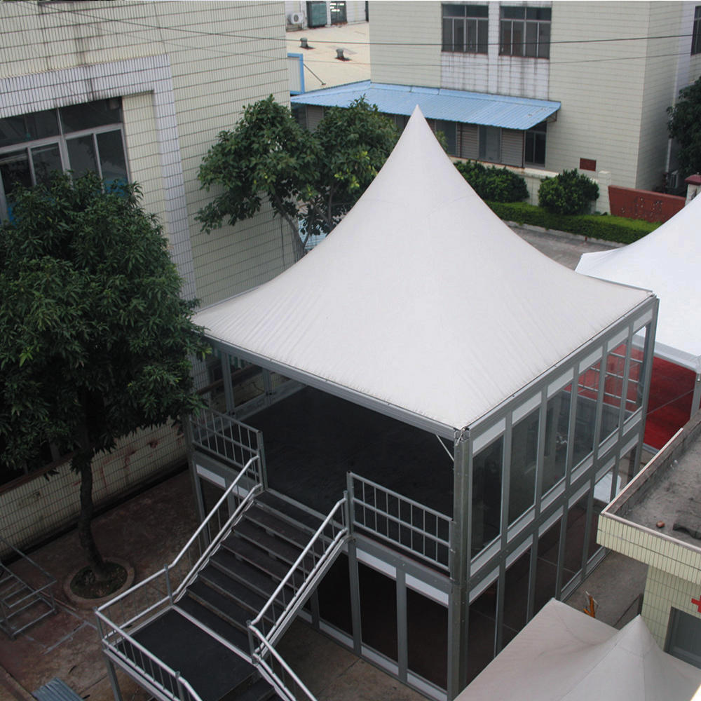 Manufacture aluminum structure double decker tent glass wall